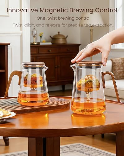 ZENS Magnetic Glass Infuser Teapot for Loose Tea, 34oz Magic Tea Maker