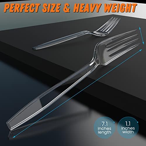 Dipoo 7.1" Clear Plastic Forks Heavy Duty, 84 Count
