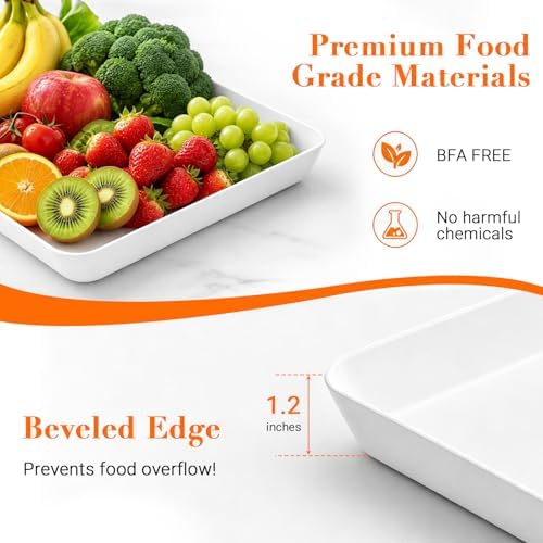 WOWBOX 4-Pack Reusable Plastic Serving Trays for Snacks, Fruit and Parties