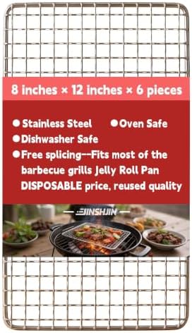 6 PCS 12 "x 8" Disposable Grill Rack Grids,BBQ Roasting Rack