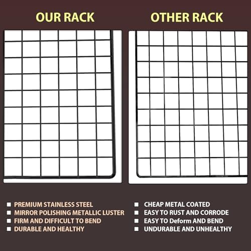 Briout Cooling Rack for Cooking and Baking, 16" x 10" Wire Rack, Black