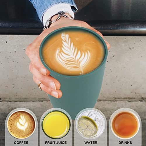 Wrova Wheat Straw Cups 6 PCS Good Alternative to Plastic Reusable Cups 20 oz Unbreakable Drinking Cup Reusable Dishwasher Safe Water Plastic Glasses Green