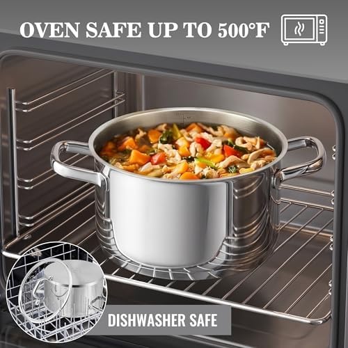 Rorence 3-Piece Stainless Steel Pots and Pans Set,1.5Qt/2.5Qt Saucepans,6Qt