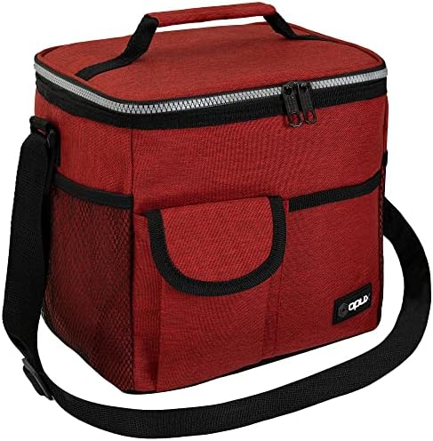 opux Insulated Lunch Box Adult, 18 Can Leakproof Cooler Bag Kid, Red