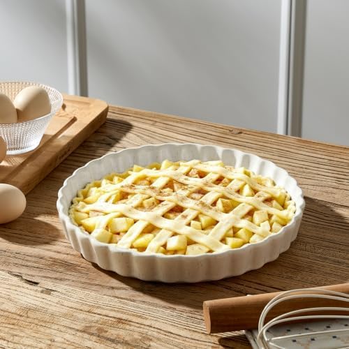 Ceramic Pie Pan for Baking[10 inch],NonStick Ceramic Quiche Baking Dish
