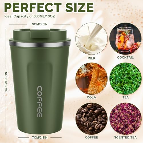 MOMSIV 12oz Travel Coffee Mug, Insulated Coffee Cup with Leakproof Lid