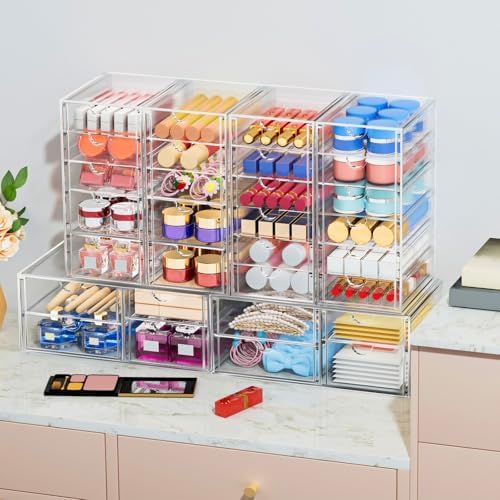 caktraie 22-Drawer Acrylic Storage & Makeup Organizer for Desk