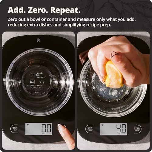 Greater Goods Food Scale, Slim & Compact Build, 1g Precision (Black Glass)
