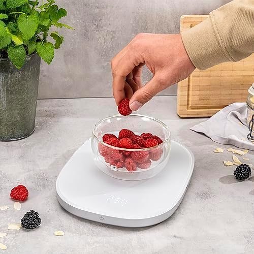 ZWILLING Enfinigy 2-in-1 Digital Kitchen Food Scale, Wireless Charging Station, Max Weight 22lbs, Grams & Ounces, 0.1-gram Accuracy, White