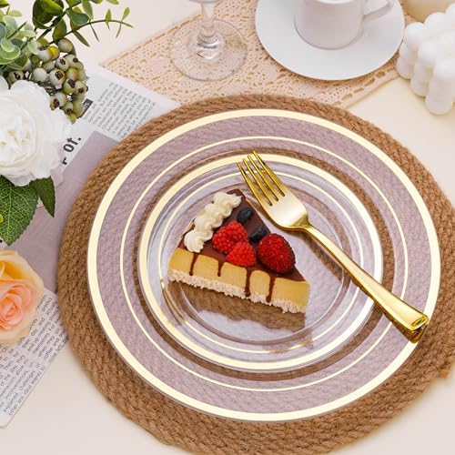 BESTSTAR 100PCS Clear Plastic Plates for Party