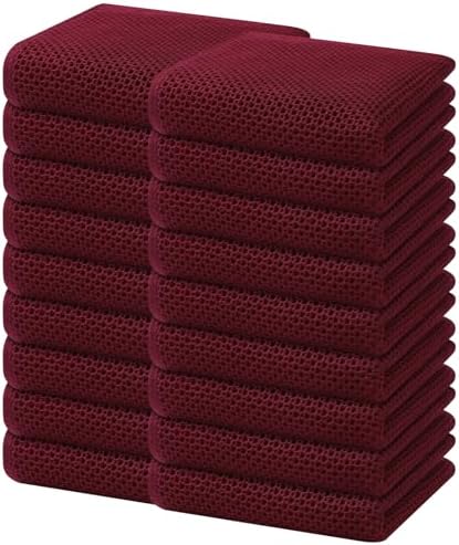 Homaxy 100% Cotton Waffle Weave Kitchen Dish Towels 18-Pack, Burgundy