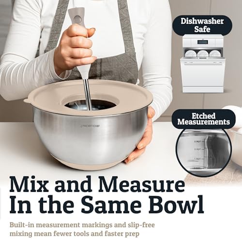 28pc Stainless Steel Mixing Bowls with Lids Set, 1.5-5 Qt, Khaki