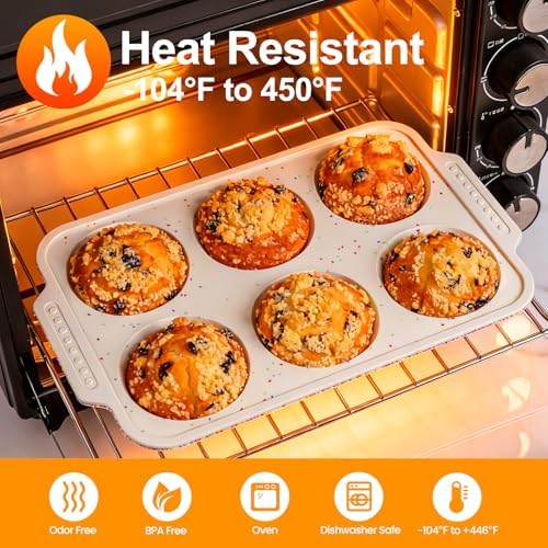 Vinino Silicone Jumbo Muffin Pan with Reinforced Frame for Oven, BPA-Free