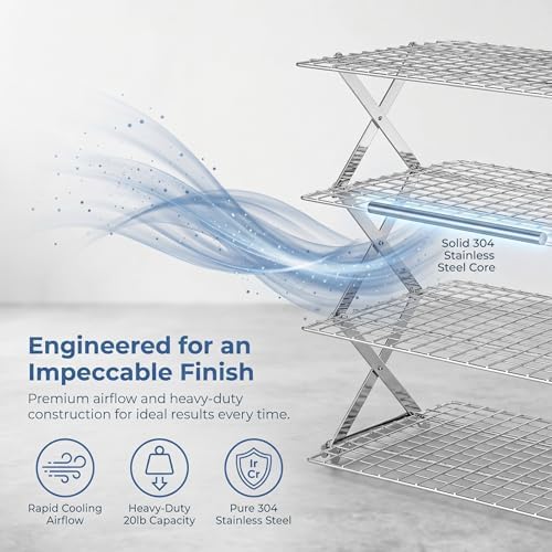 Collapsible Cooling Rack, Adjustable Stainless Steel Drying Rack (4 Tier)