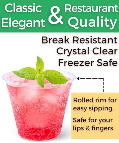 Aatriet 40 Pack 9 oz Clear Plastic Cups, 9oz Clear Disposable Punch Cups Wine Glasses, Sturdy Recylable Small Drinking Cup for Wedding Party, Cocktail Cup, Plastic Tumblers for Cold Drinks