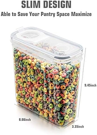 Wildone Cereal Storage Containers Set, Large BPA Free Plastic Airtight Food Storage Containers 4L /135.3oz for Flour, Sugar, 6 Piece Set Cereal Dispensers with 20 Labels & Marker, Grey