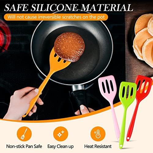 5 Pack Small Silicone Slotted Spatula Turner for Cooking Baking