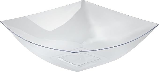 Restaurantware Moderna 64 Ounce Fancy Plastic Bowls 10 Square Disposable Salad Bowls - Durable Heavy-duty Clear Plastic Bowls For Warm And Cold Foods (Pack of 4)