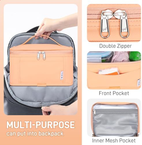 NOL Small Lunch Bag Mini Lunch Box Insulated Lunch Bag for Men/Women Leakproof Cooler Tote Bag Lightweight Nylon Waterproof Lunch Box For Work, Orange-1