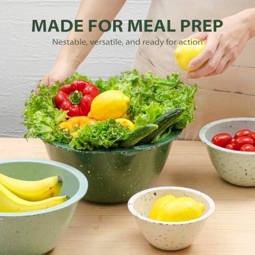 bzyoo Confetti Melamine Mixing Bowls Set, 4 Piece Nesting BPA free Green