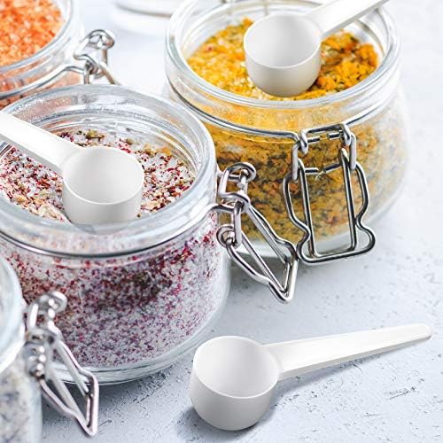 Patelai 30 Pack 15ml/15cc Plastic Tablespoon White Measuring Spoons Long Handle Tablespoon for Coffee, Pet Food, Grains, Protein, Spices and Other Dry Goods