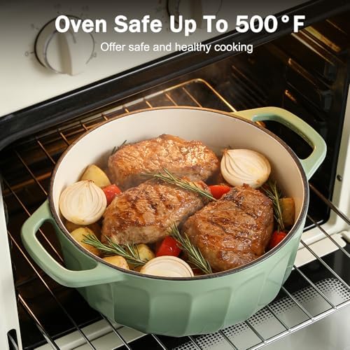 Enameled Cast Iron Dutch Oven Pot with Lid, 3 QT Small Dutch Oven