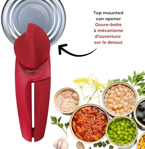 Starfrit MightiCan Can Opener, Safe Smooth-Cut, Comfort Grip, Blue