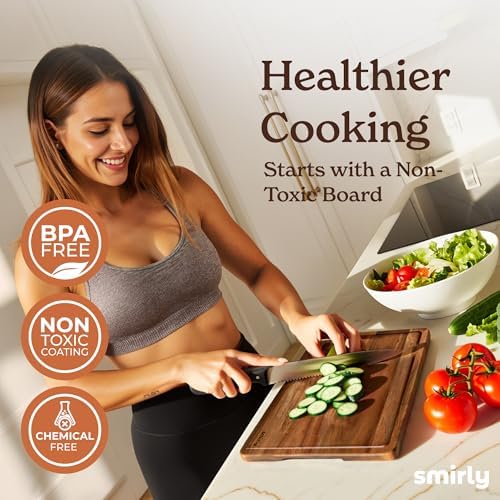 SMIRLY Acacia Wood Cutting Board - 2 Pack Cutting Boards for Kitchen
