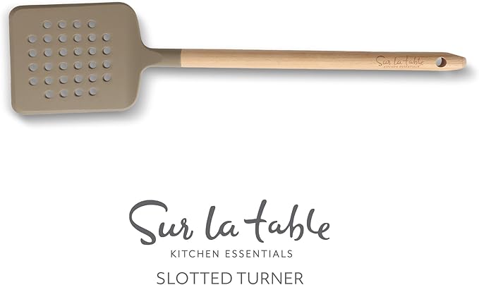Sur La Table Kitchen Essential Chef's Toolkit Silicone Slotted Turner With Beechwood Handle - Taupe