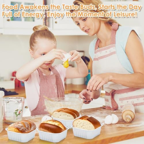 60 Pack 10oz Mini Disposable Cake Pans with Lids, Aluminum Foil Square Baking Cups, 4.4x4.4 Large Baking Cake Tins Cup Cake Containers with Lids for Thanksgiving Christmas Individual Cakes