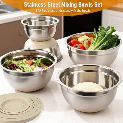 Mixing Bowls with Airtight Lids, 18pcs Stainless Steel Mixing Bowls Set