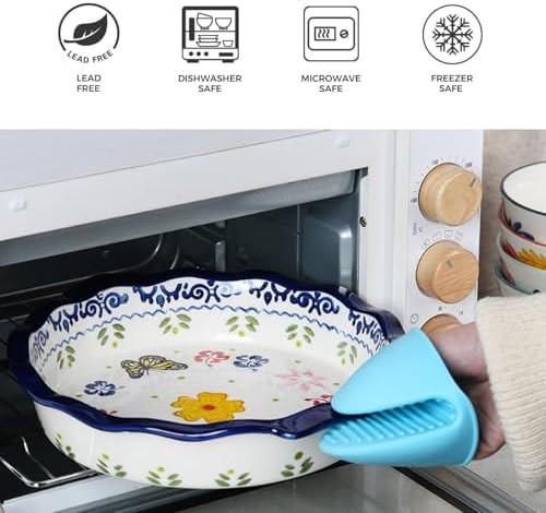 Round Baking Pan,Christmas Pie Pizza Pan, Ceramic Glaze Baking Dish for Cooking, Cake Dinner, Banquet and Daily Use