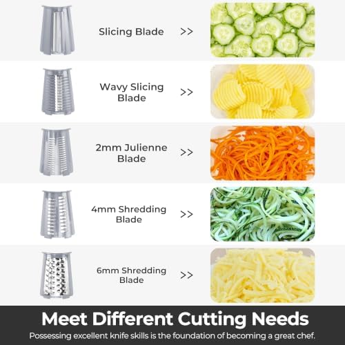 SUSTEAS Rotary Cheese Grater 5 Blades,Kitchen Mandoline Vegetable Slicer
