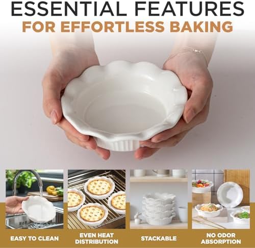 Aunt Shannon's Kitchen White Ceramic Mini Pie Pans, Set of 4