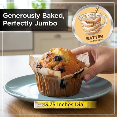 Wrenbury Jumbo Muffin Pan 4" Cup - Nonstick XL Deep Muffin Pan for Baking