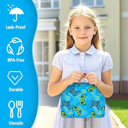 Chill Lunch Box Kids, Leak Proof Adult Bento Box with Ice Pack, 6 Compartment Lunch Container with Utensils for Girl Boy Back to School, 5.5-Cup Capacity, Dishwasher Safe, BPA Free