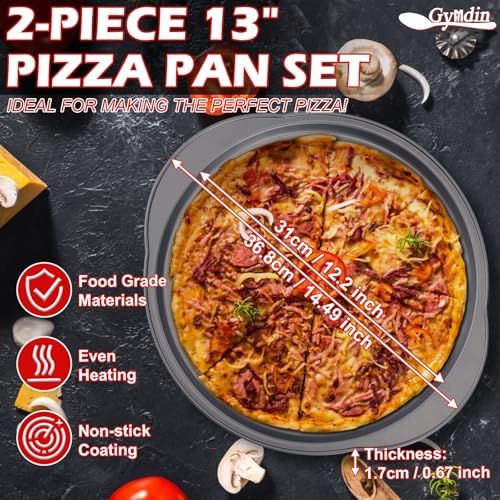 13" Round Pizza Pan for Oven, 2 Pack