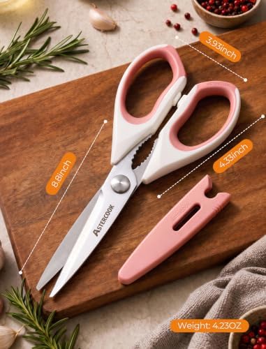 Astercook Kitchen Scissors, 3-Pack Heavy Duty Kitchen Shears with Stainless Steel Blades for Meat, Poultry, Herbs, Vegetables and Packaging, Dishwasher Safe
