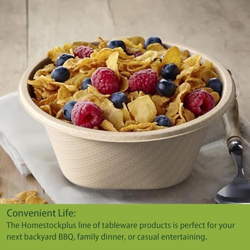 32 Ounce Large Paper Bowls Disposable Soup Bowl Disposable Heavy Duty Compostable Bowls, Eco-friendly Sugarcane and Bamboo Bagasse Biodegradable Bowl for Soup, Salad, Dessert, Ice Cream [100 Pack]