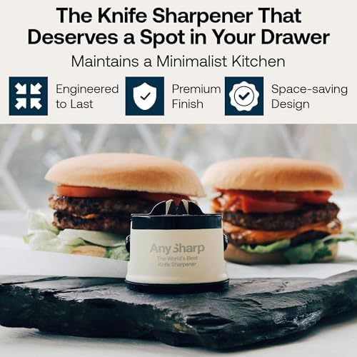 AnySharp – Pro – Easy to Use, Hands Free Knife Sharpener - Cream