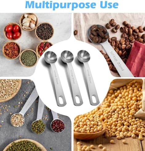 1/2 Teaspoon Measuring Spoons, 3Pcs Stainless Steel Short Design Kitchen Tools for Precise Cooking Baking Spices Measurement, 2.5ml
