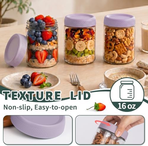 Mason Jars, Yogurt Parfait Cups with Lids, Suger Bowls, Purple