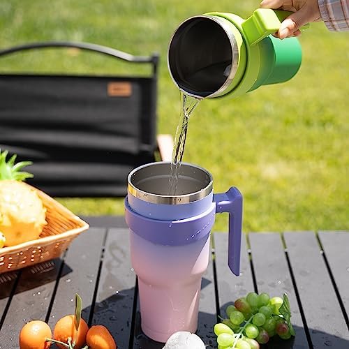 BJPKPK 30 oz Tumbler with Handle & Straw, Insulated Stainless Steel Mug