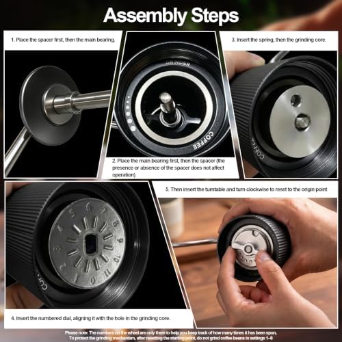 Manual Coffee Grinder, Adjustable Grinding Settings, Stainless Steel Burrs, Portable Hand-Cranked Coffee Grinder, For Espresso, Drip Filter, French Press Filter, Compact And Durable(Black)