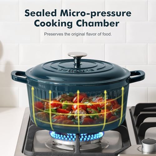 SENSARTE 5.5QT Enameled Cast Iron Dutch Oven Pot with Lid&Cotton Potholders