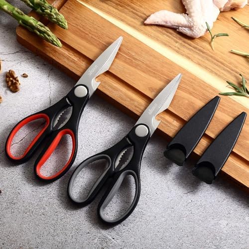 LIVINGO 8 Inch Kitchen Scissors Heavy Duty Meat Shears 2 Pack