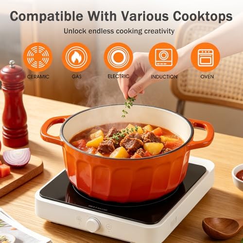 Enameled Cast Iron Dutch Oven Pot with Lid, 3 QT Small Dutch Oven