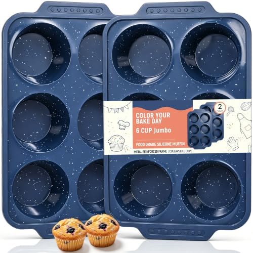Silicone Muffin Pans for Baking with Metal Reinforced Frame