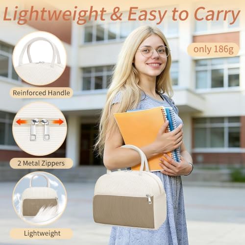Coobiiya Corduroy Lunch Bag Lunch Box for Women Men, Reusable Cute Lunchbag - Leakproof, Insulated LunchBox Tote with Large Capacity