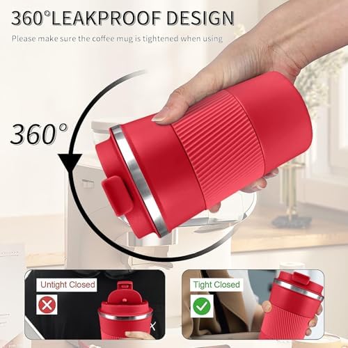 Insulated Travel Coffee Mug, Stainless Steel Coffee Cup with Leakproof Lid